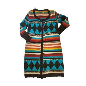 Wrangler Southwestern Western Ranch Cardigan Sweater Knit Duster Women's Large